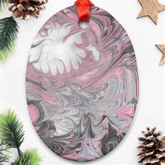 Painted Petals-marbling Oval Ornament (two Sides) by kaleidomarblingart