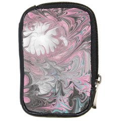 Painted Petals-marbling Compact Camera Leather Case by kaleidomarblingart