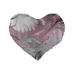 Painted Petals-marbling Standard 16  Premium Heart Shape Cushions by kaleidomarblingart