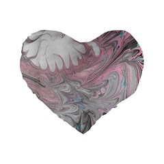 Painted Petals-marbling Standard 16  Premium Flano Heart Shape Cushions by kaleidomarblingart