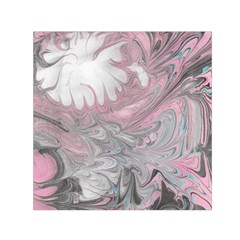 Painted Petals-marbling Small Satin Scarf (square) by kaleidomarblingart