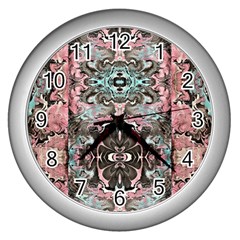 Velvet Marbling Module Wall Clock (silver) by kaleidomarblingart