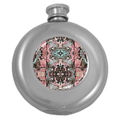 Velvet Marbling Module Round Hip Flask (5 Oz) by kaleidomarblingart