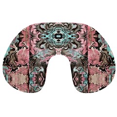 Velvet Marbling Module Travel Neck Pillow by kaleidomarblingart