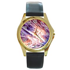 Sonic Boom Round Gold Metal Watch by MRNStudios