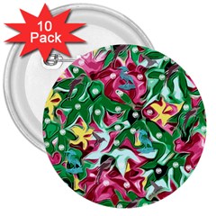 Floral-diamonte 3  Buttons (10 pack) 