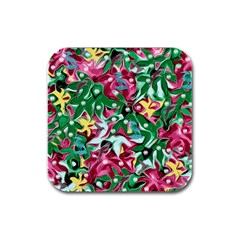 Floral-diamonte Rubber Square Coaster (4 pack) 