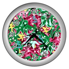 Floral-diamonte Wall Clock (Silver)