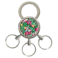 Floral-diamonte 3-Ring Key Chain