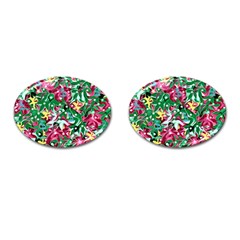 Floral-diamonte Cufflinks (Oval)