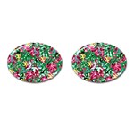 Floral-diamonte Cufflinks (Oval) Front(Pair)