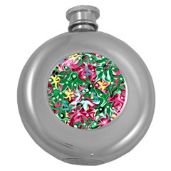 Floral-diamonte Round Hip Flask (5 oz)