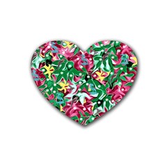 Floral-diamonte Rubber Coaster (Heart) 