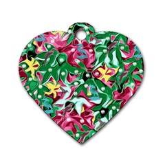 Floral-diamonte Dog Tag Heart (One Side)