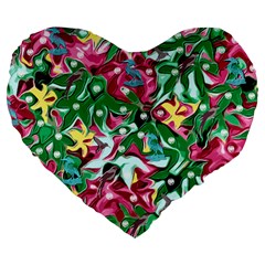 Floral-diamonte Large 19  Premium Heart Shape Cushions