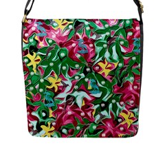 Floral-diamonte Flap Closure Messenger Bag (L)