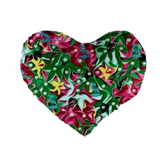 Floral-diamonte Standard 16  Premium Flano Heart Shape Cushions