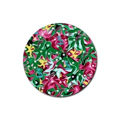 Floral-diamonte Rubber Round Coaster (4 Pack)  by PollyParadise