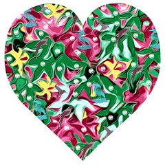 Floral-diamonte Wooden Puzzle Heart