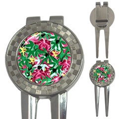 Floral-abstract 3-in-1 Golf Divots by PollyParadise