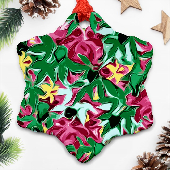 Floral-Abstract Snowflake Ornament (Two Sides)