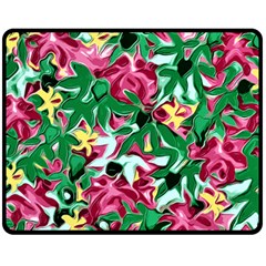 Floral-abstract Double Sided Fleece Blanket (medium)  by PollyParadise