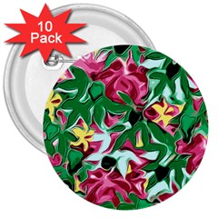 Floral-abstract 3  Buttons (10 Pack)  by PollyParadise