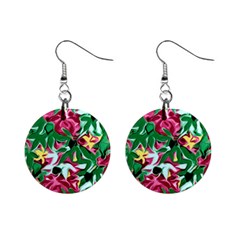 Floral-abstract Mini Button Earrings by PollyParadise