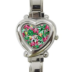 Floral-abstract Heart Italian Charm Watch by PollyParadise