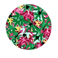 Floral-abstract Mini Round Pill Box by PollyParadise