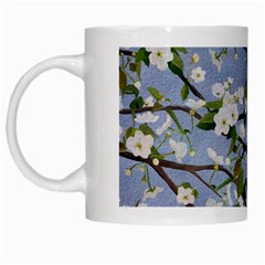 Pear Branch With Flowers White Mugs by SychEva