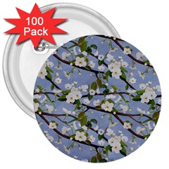 Pear Branch With Flowers 3  Buttons (100 Pack)  by SychEva