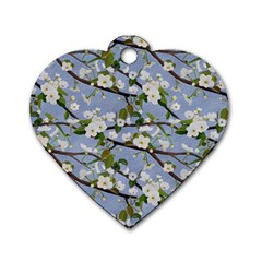 Pear Branch With Flowers Dog Tag Heart (two Sides) by SychEva