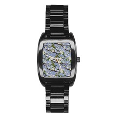 Pear Branch With Flowers Stainless Steel Barrel Watch by SychEva