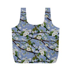 Pear Branch With Flowers Full Print Recycle Bag (m)