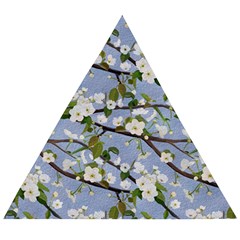 Pear Branch With Flowers Wooden Puzzle Triangle by SychEva