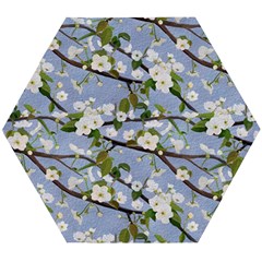 Pear Branch With Flowers Wooden Puzzle Hexagon by SychEva