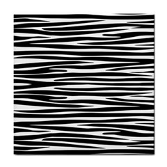 Zebra Stripes, Black And White Asymmetric Lines, Wildlife Pattern Tile Coaster by Casemiro