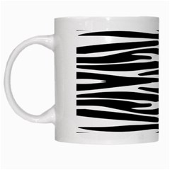 Zebra Stripes, Black And White Asymmetric Lines, Wildlife Pattern White Mugs by Casemiro