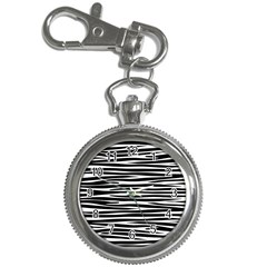 Zebra Stripes, Black And White Asymmetric Lines, Wildlife Pattern Key Chain Watches by Casemiro