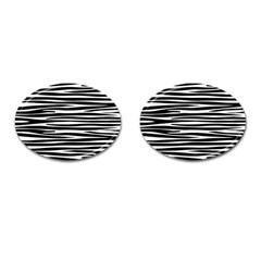 Zebra Stripes, Black And White Asymmetric Lines, Wildlife Pattern Cufflinks (oval) by Casemiro