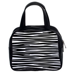 Zebra Stripes, Black And White Asymmetric Lines, Wildlife Pattern Classic Handbag (two Sides) by Casemiro