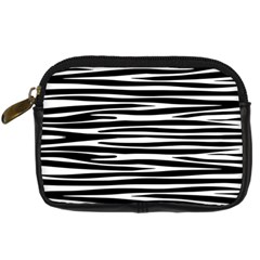 Zebra Stripes, Black And White Asymmetric Lines, Wildlife Pattern Digital Camera Leather Case by Casemiro