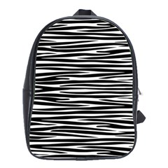 Zebra Stripes, Black And White Asymmetric Lines, Wildlife Pattern School Bag (large) by Casemiro