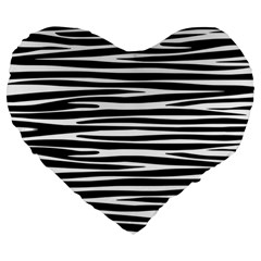 Zebra Stripes, Black And White Asymmetric Lines, Wildlife Pattern Large 19  Premium Heart Shape Cushions by Casemiro