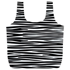 Zebra Stripes, Black And White Asymmetric Lines, Wildlife Pattern Full Print Recycle Bag (xl)