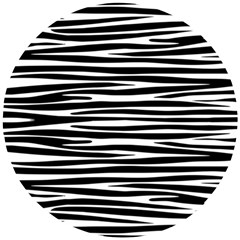 Zebra Stripes, Black And White Asymmetric Lines, Wildlife Pattern Wooden Puzzle Round by Casemiro