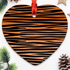 Tiger Stripes, Black And Orange, Asymmetric Lines, Wildlife Pattern Ornament (heart) by Casemiro