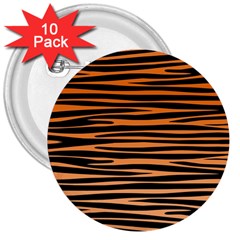 Tiger Stripes, Black And Orange, Asymmetric Lines, Wildlife Pattern 3  Buttons (10 Pack)  by Casemiro