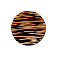 Tiger Stripes, Black And Orange, Asymmetric Lines, Wildlife Pattern Magnet 3  (round) by Casemiro